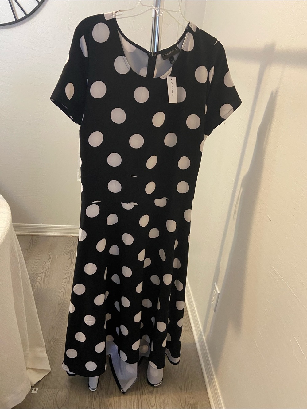 Lane Bryant Black and White Polka Dot Midi Dress